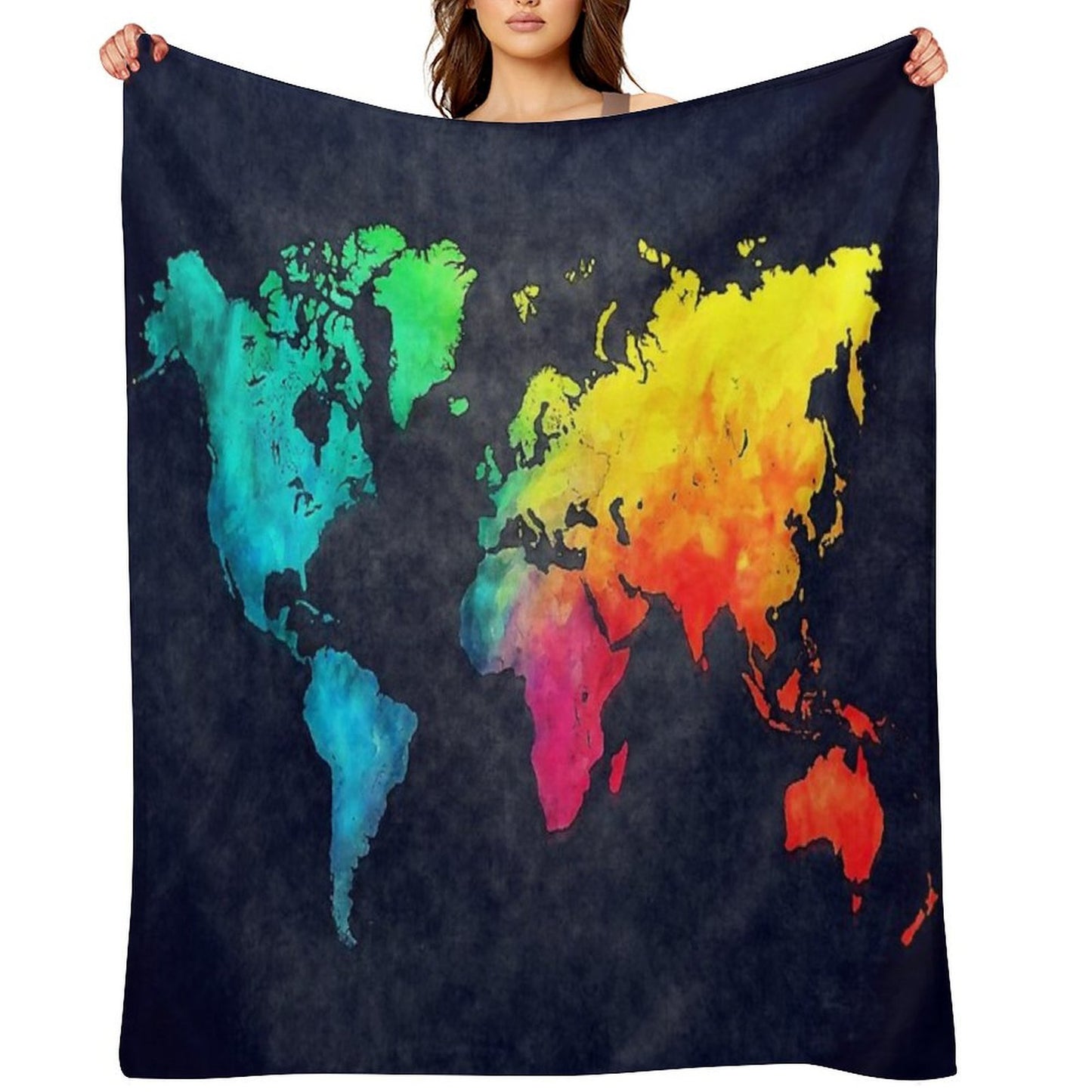 World Map Watercolor 6 #map #worldmap Velvety-soft Throw Blanket