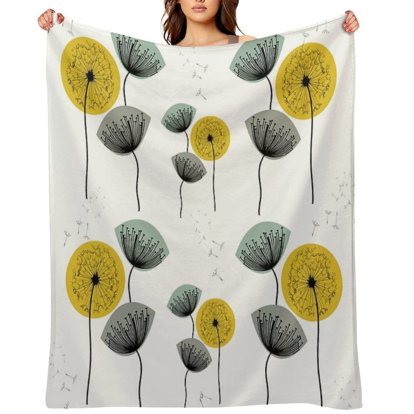 Mid Century Dandelions Wrinkle-free Throw Blanket