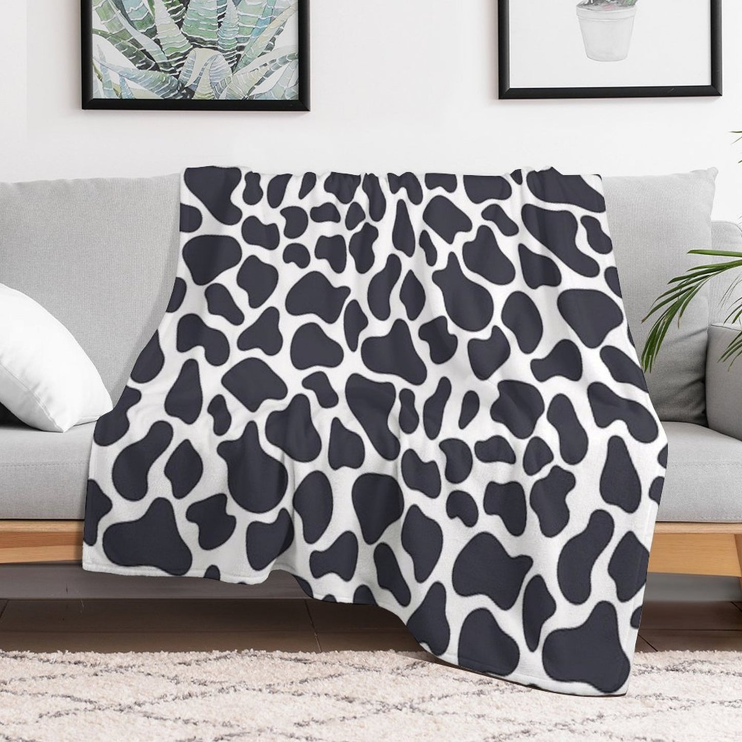 Simple Cow Like Pattern in Dark Slate Color Durable Throw Blanket