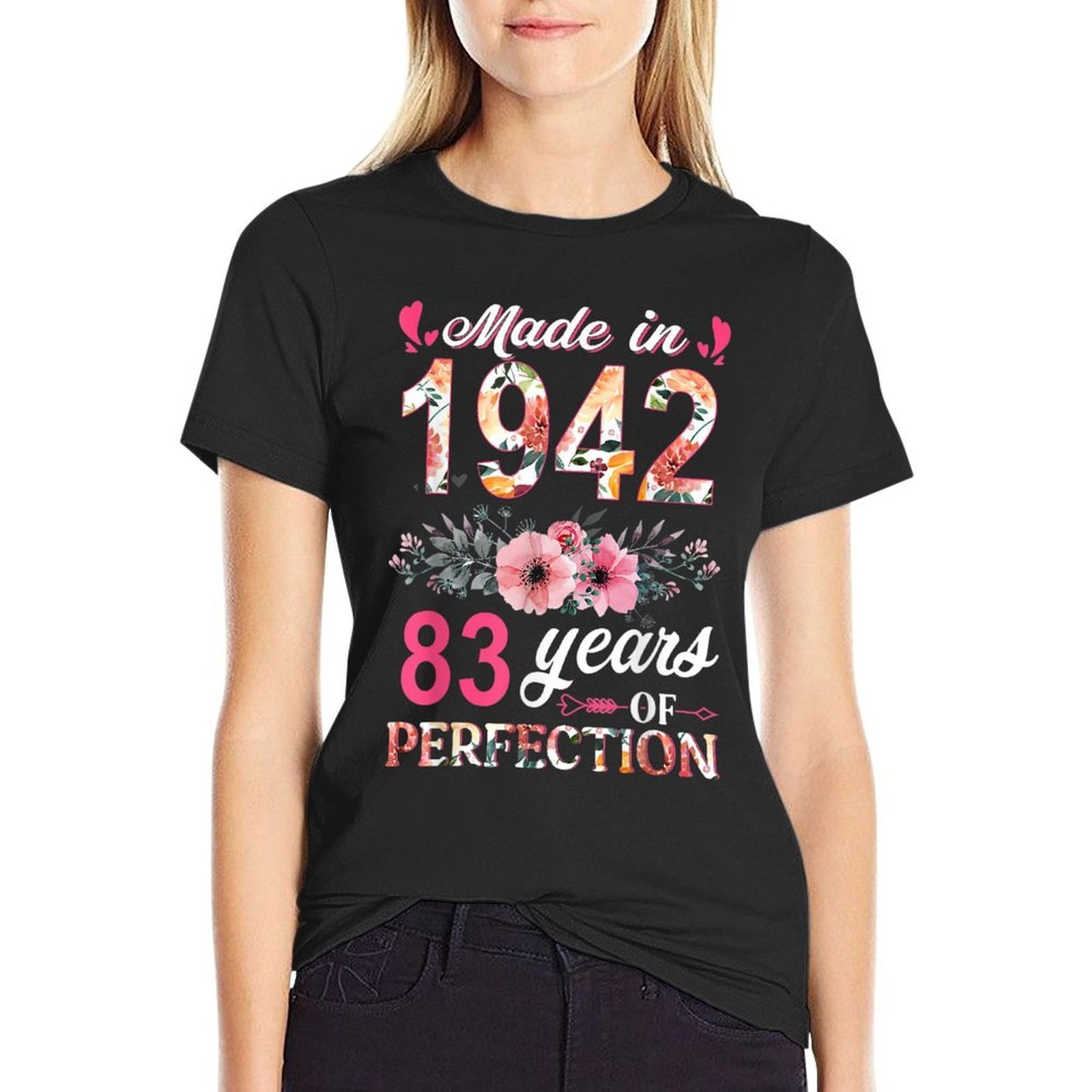 Made In 1942 Floral 83 Year Old 83th Birthday Gifts Women  Tagless Design T-Shirt