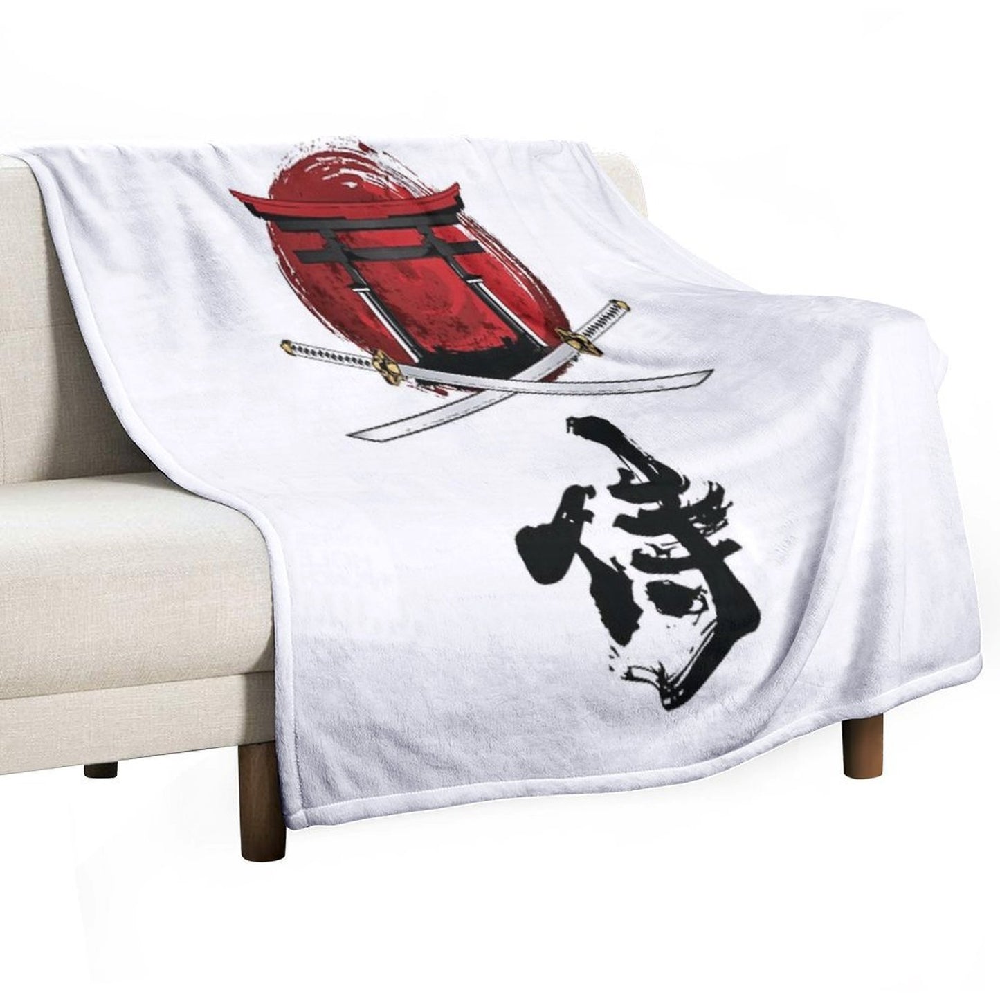Samurai Katana Tori Gate Kanji Eco-conscious Throw Blanket