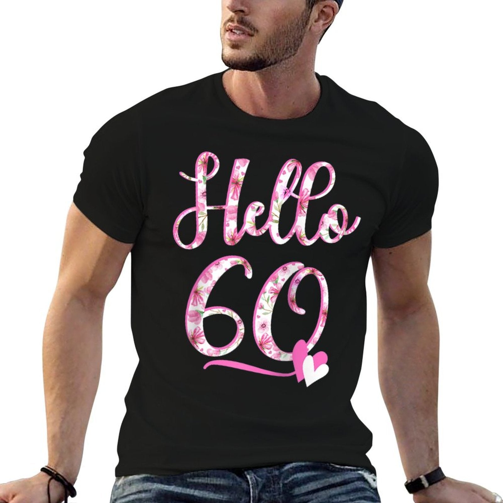 Hello Sixty 60 Years Old 60th Birthday Women's Gifts Flowers Raglan Baseball  Tagless Design T-Shirt
