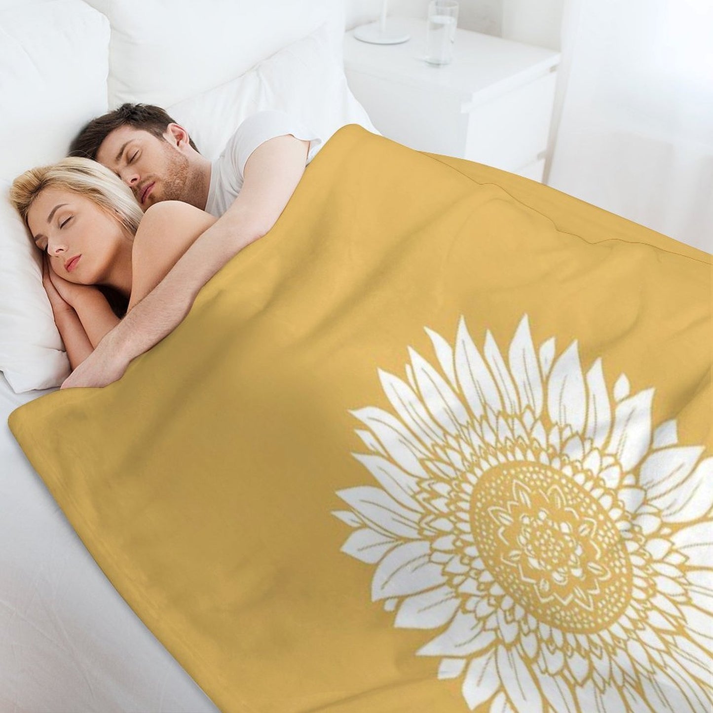 Yellow Flower Drawing Tapestry Sustainable Throw Blanket
