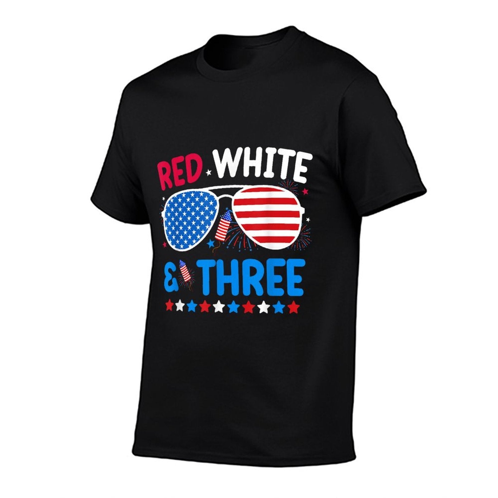Red White  Three 4th Of July 3rd Birthday Boy 3 Year Old  Tagless Design T-Shirt