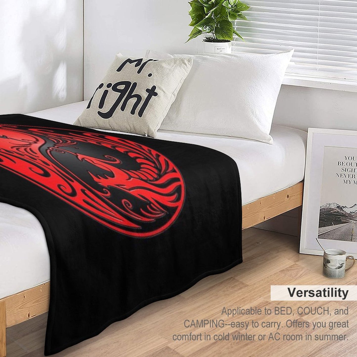 Yin Yang Dragons Red And Black Versatility Throw Blanket