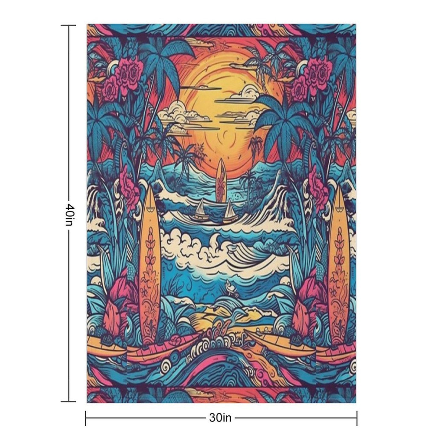 Surf Tribe – Popular Art, Vintage Style Surfing Gift Velvety-soft Throw Blanket