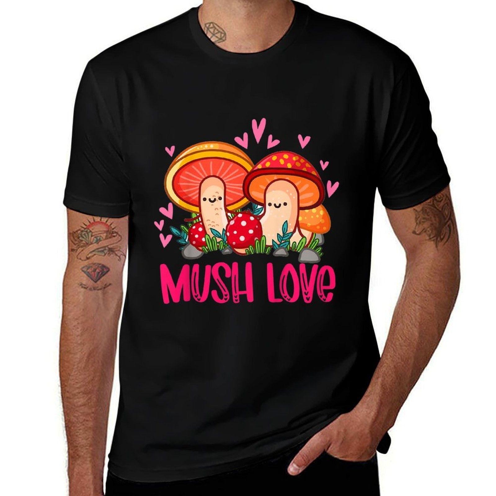 Kids Mush Love Cute Mushroom Lover Fungi Botanical Valentines  Graphic-printed T-Shirt