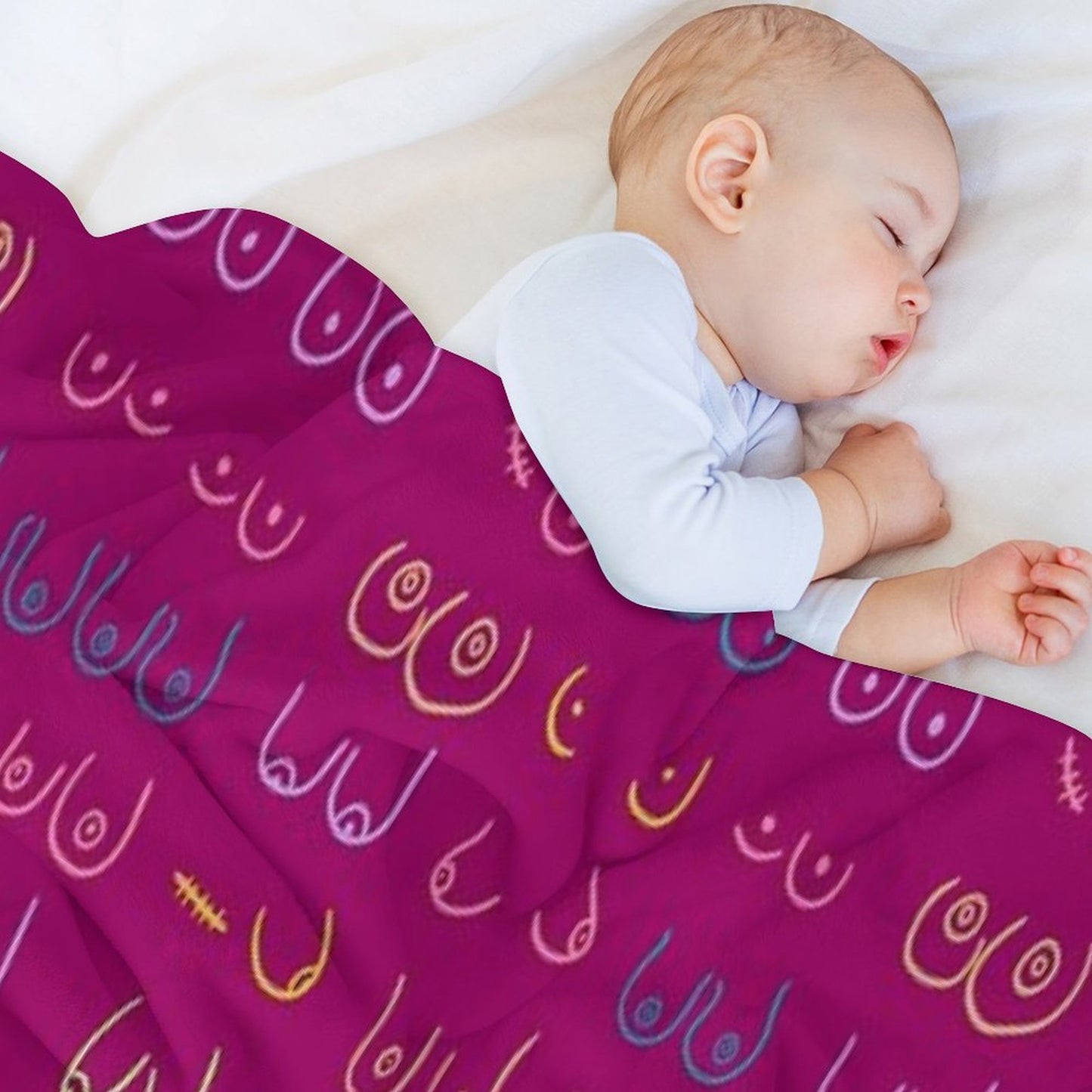 BOOBIES PASTEL PATTERN PINK Eco-conscious Throw Blanket