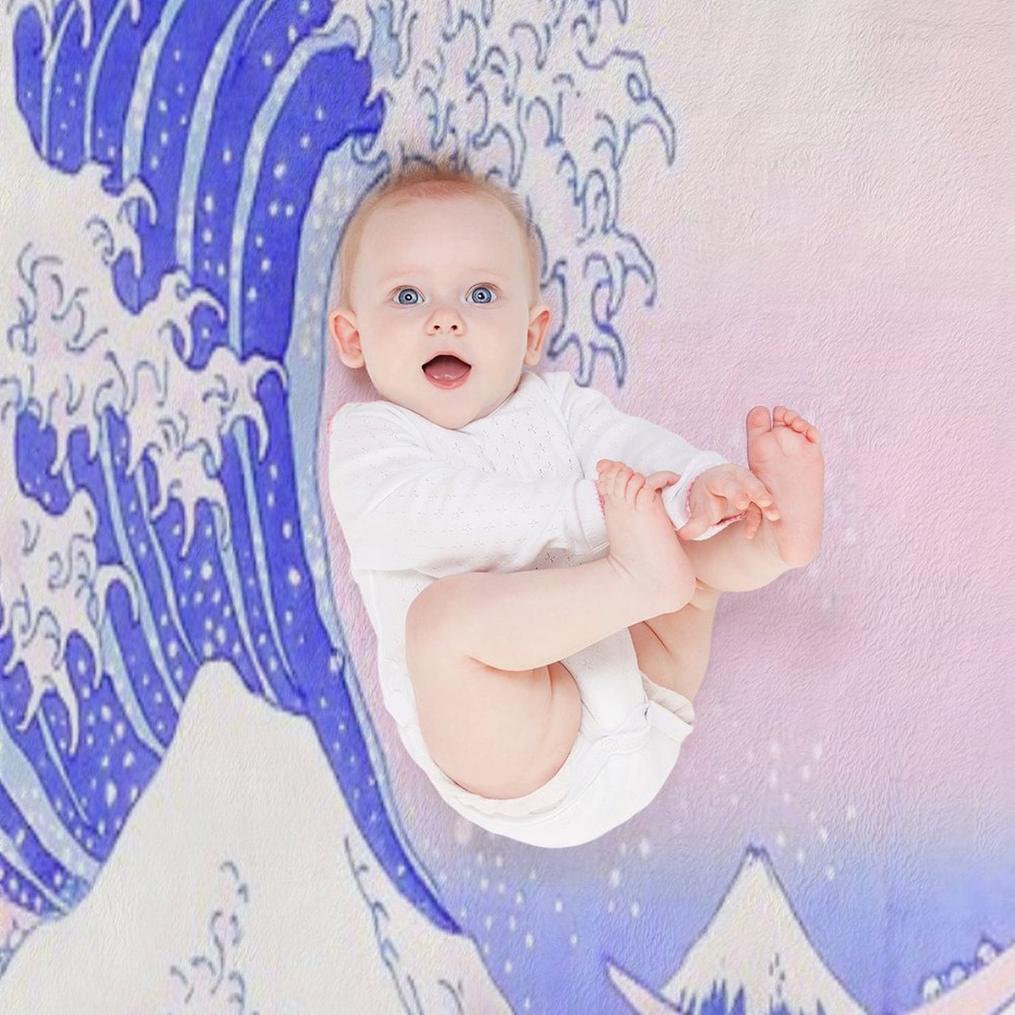 Great Wave Pastel Aesthetic Kawaii Pink Kanagawa Japanese Versatility Throw Blanket