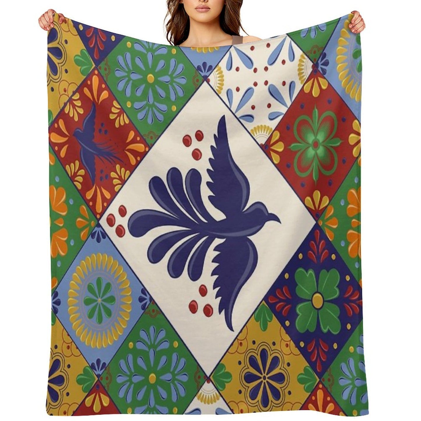 Mexican Talavera Tiles Colorful Pattern Velvety-soft Throw Blanket