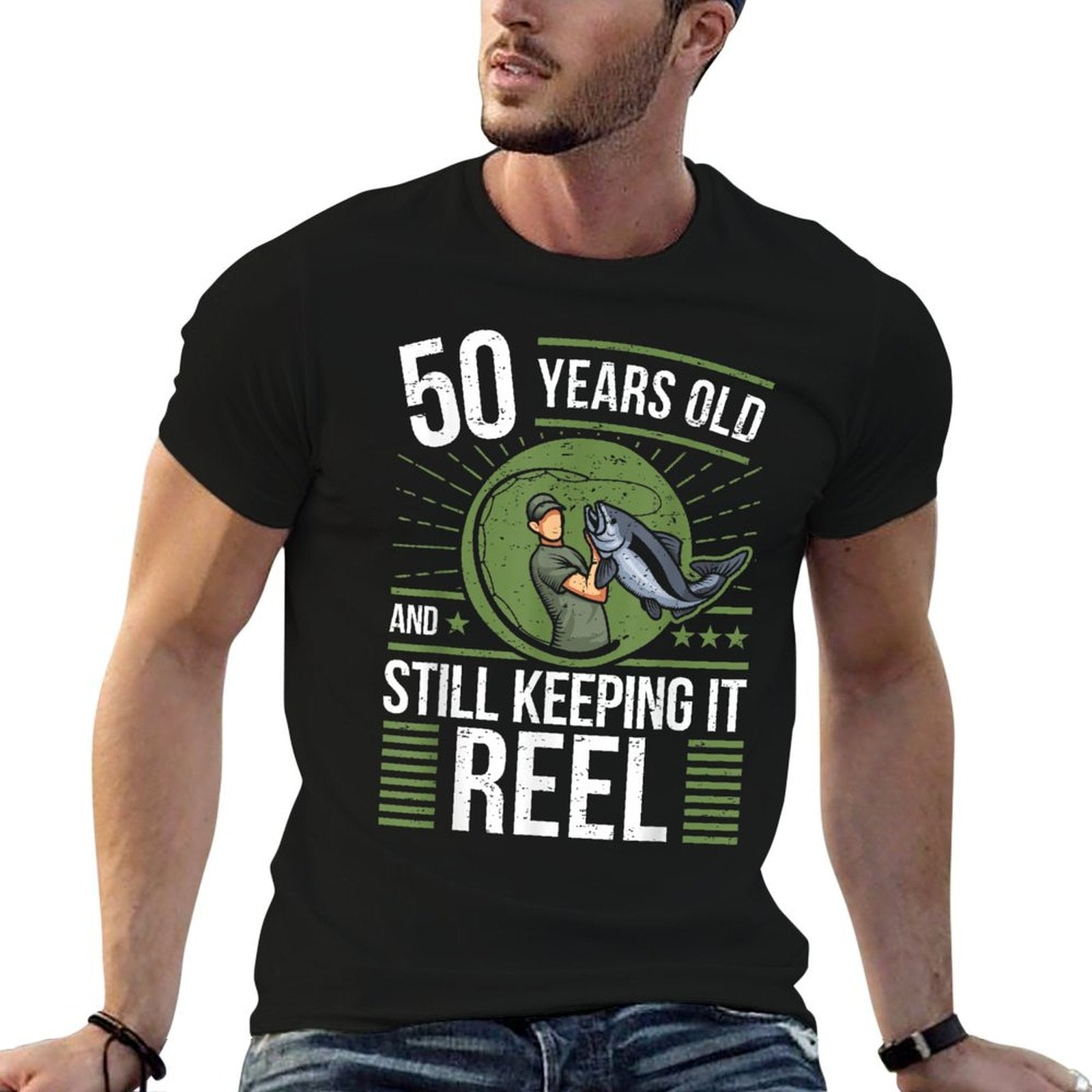 Angler 50 Years Old - Keeping It Reel 50th Birthday Fishing  Graphic-printed T-Shirt