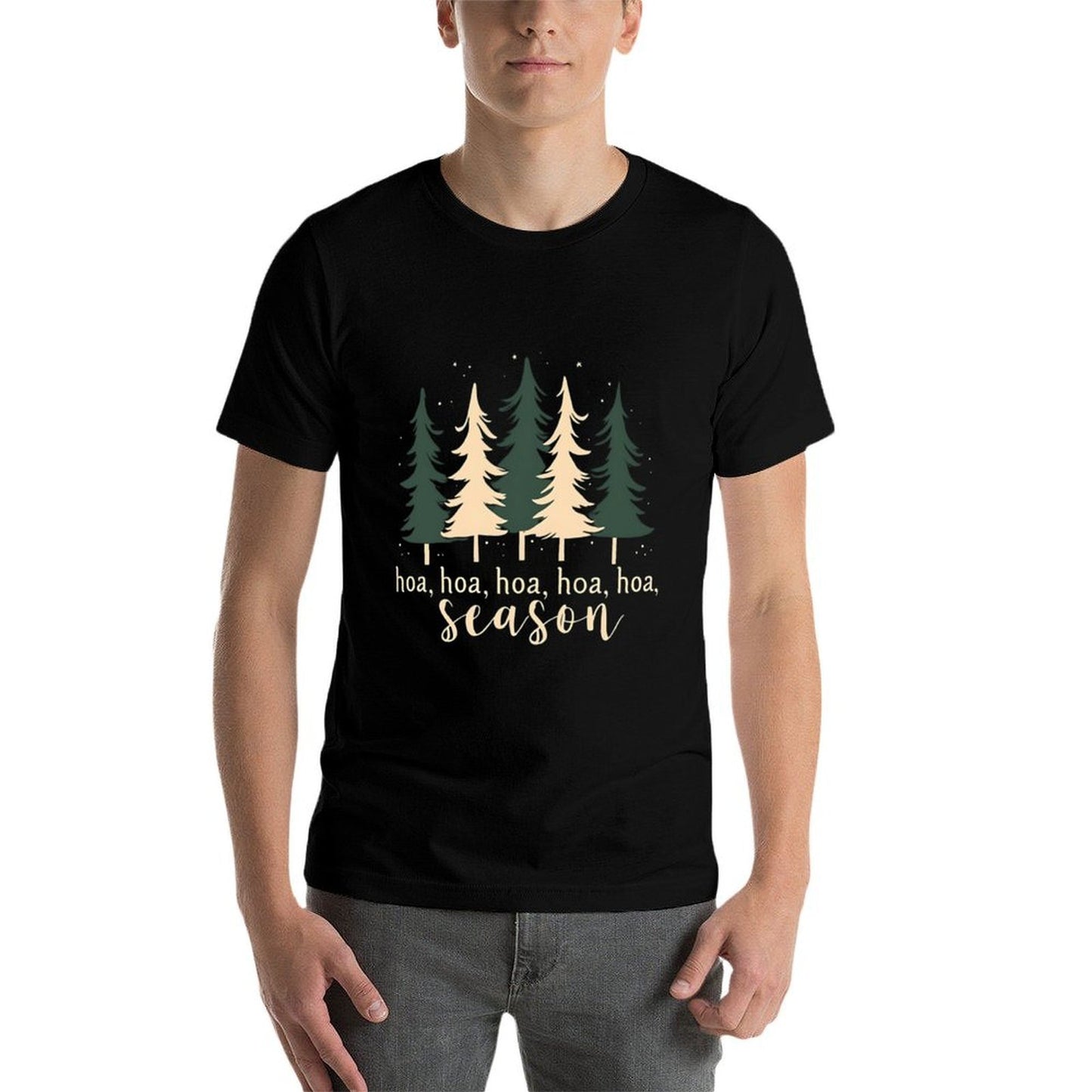 Twilight Lover Pine Forest Hoa Hoa Hoa Hoa Hoa Cozy Season Oversized Silhouette T-Shirt