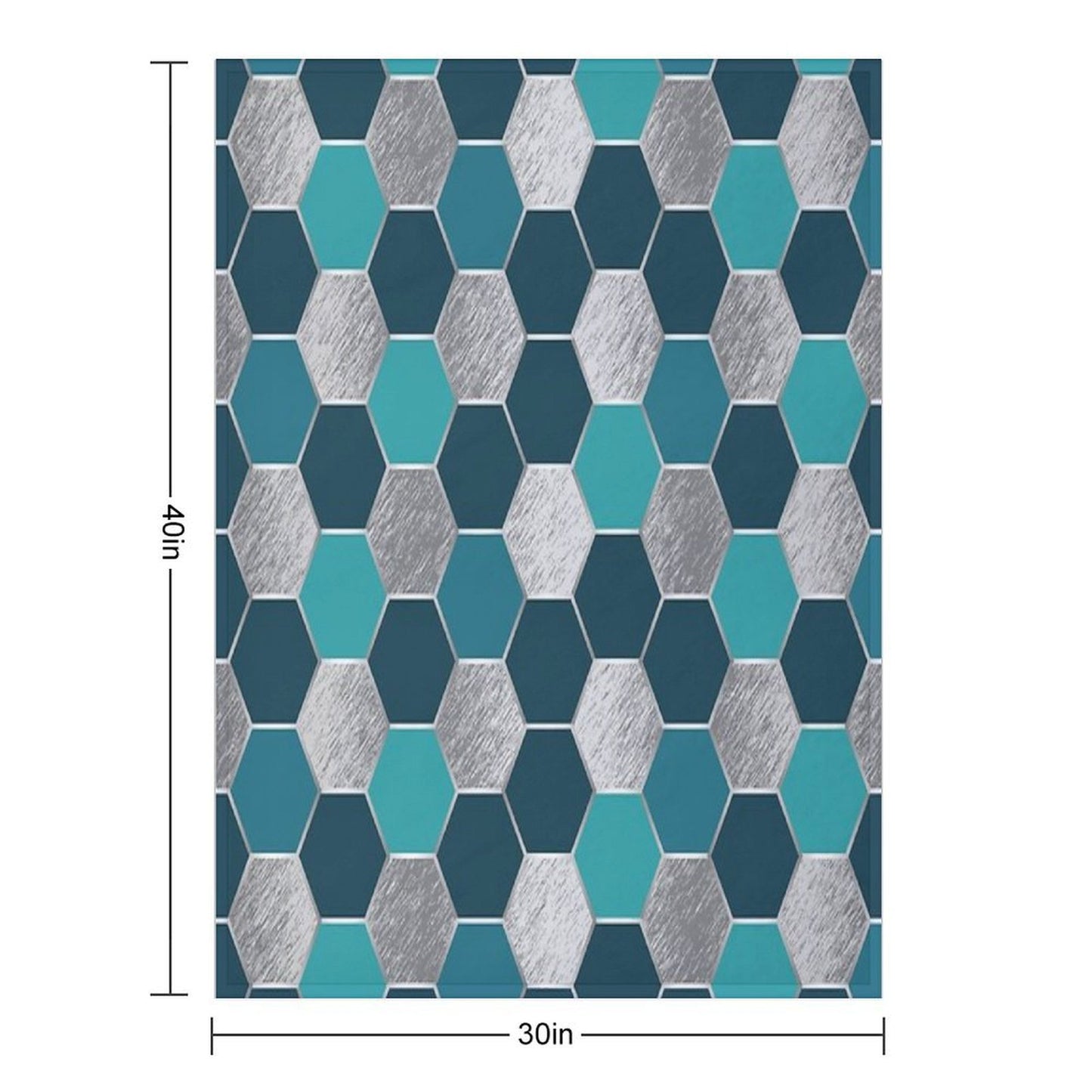 Metal Silver And Teal Geometric Hexagon Pattern Sustainable Throw Blanket