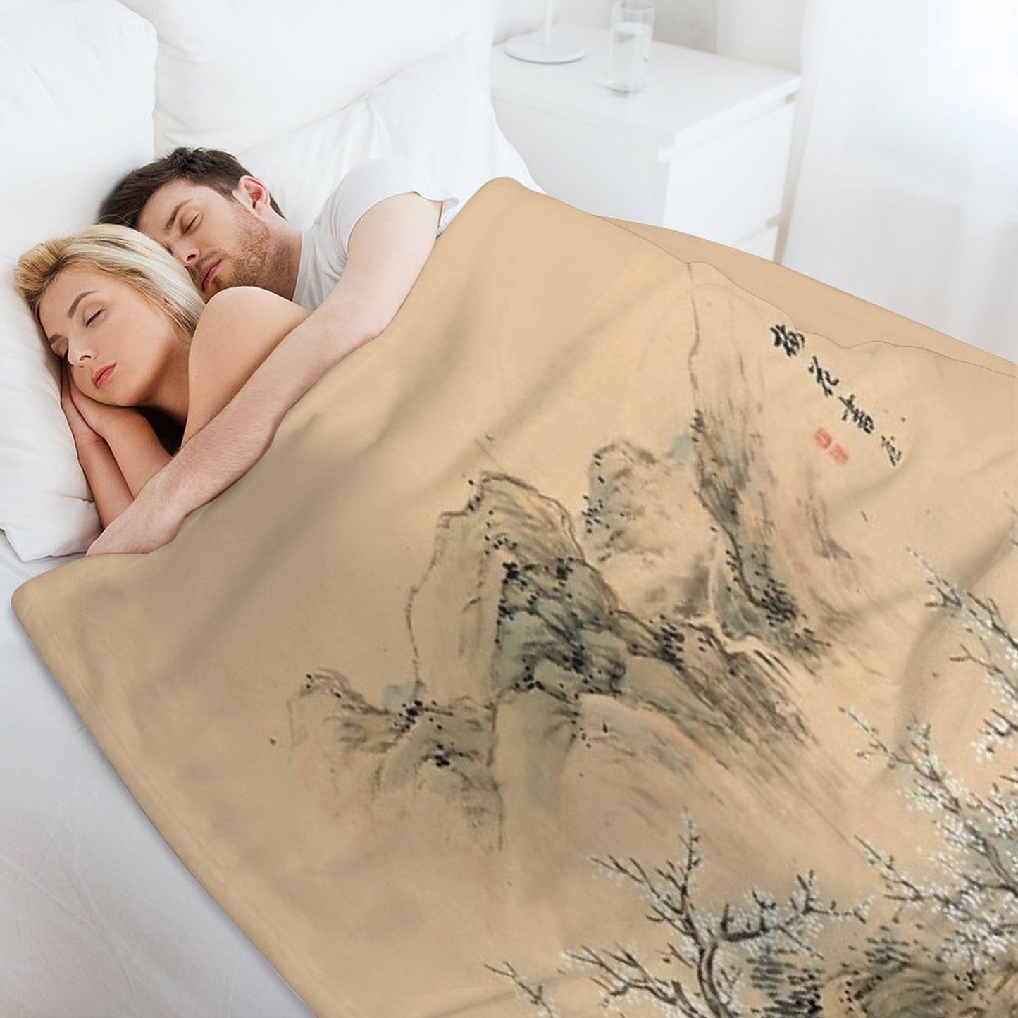 Landscapes of The Four Seasons-Spring (Restored Japanese Painting) Wrinkle-free Throw Blanket