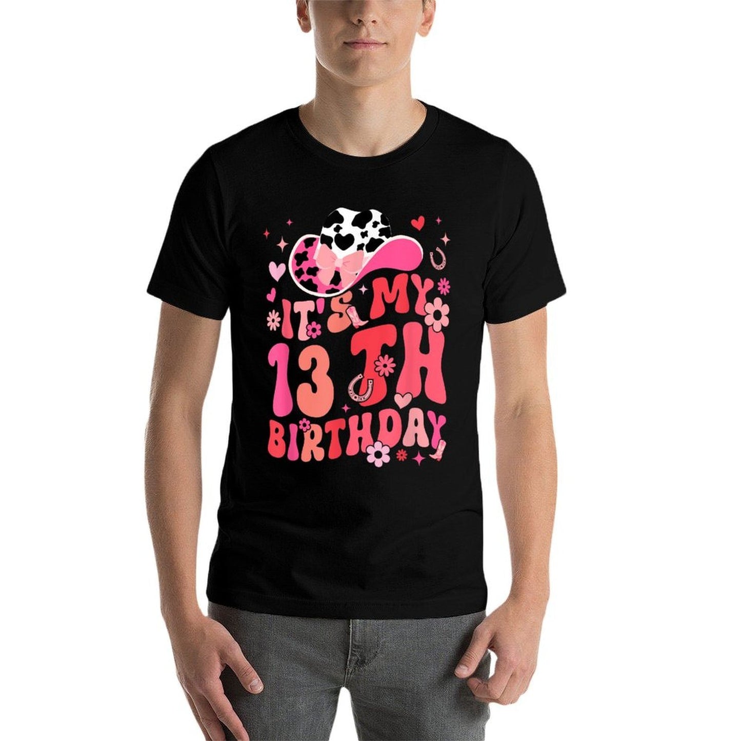 13th Birthday Cowgirl Thirteen Year Old Cow Girl Bday Party Summer-ready Fabric T-Shirt