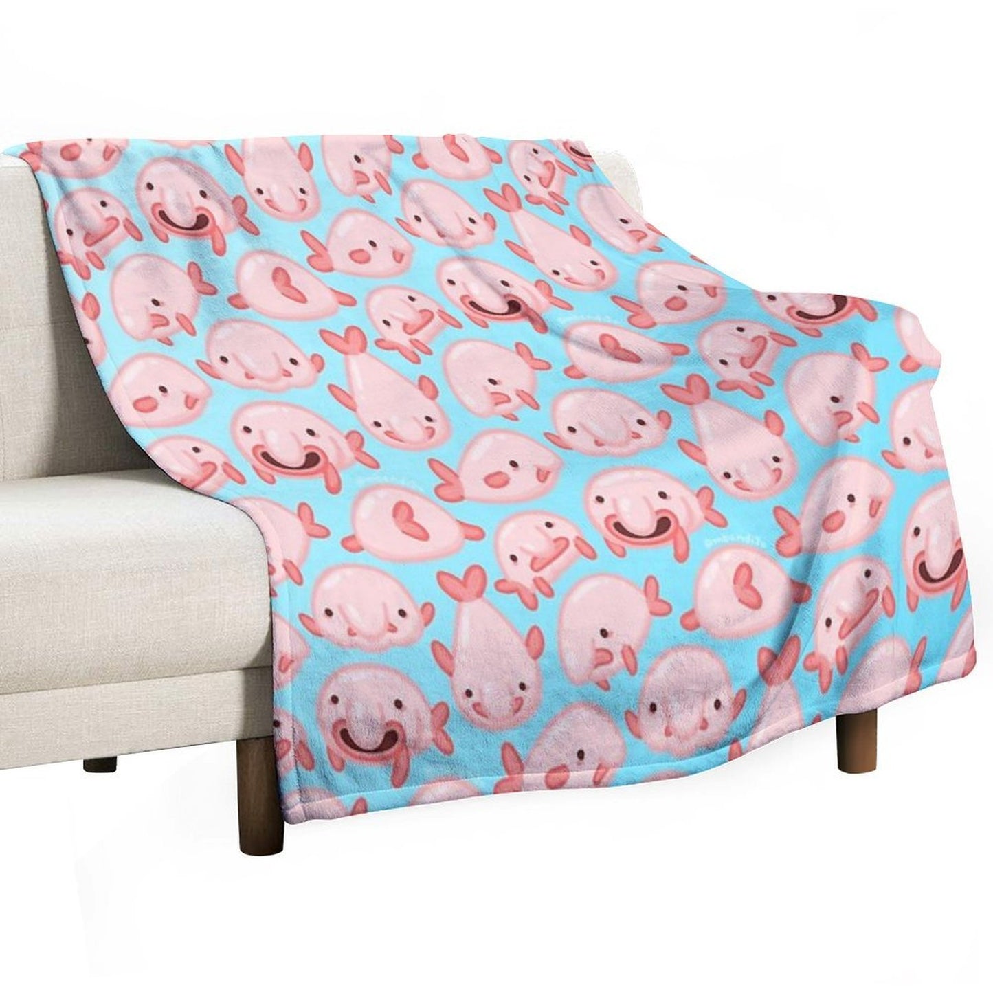 Blobfish Pattern Lightweight Throw Blanket