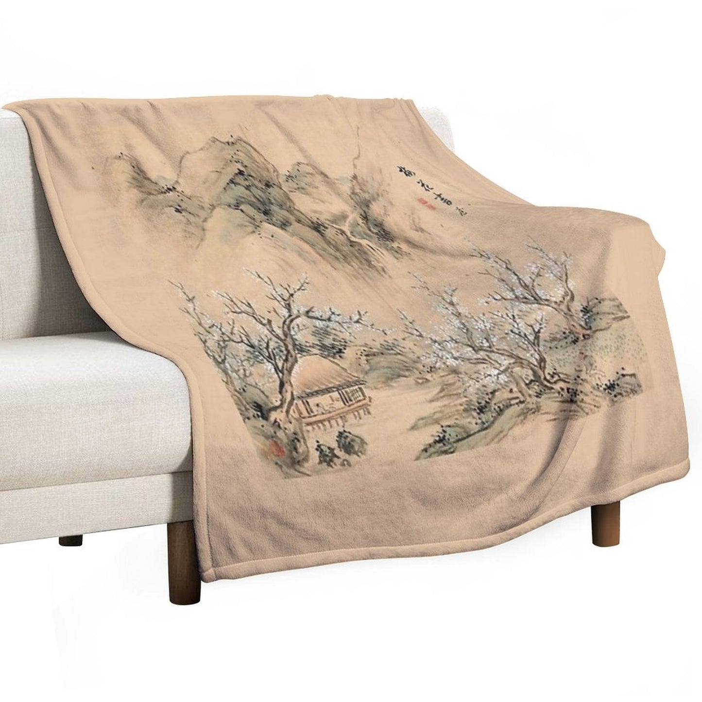 Landscapes of The Four Seasons-Spring (Restored Japanese Painting) Wrinkle-free Throw Blanket