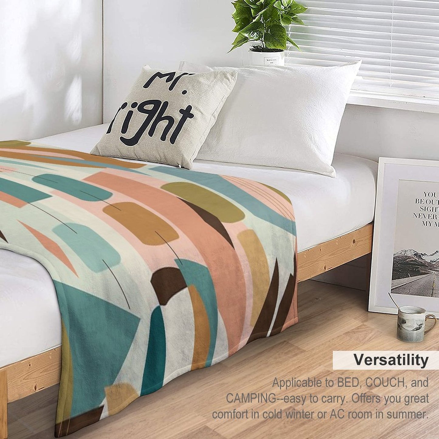 Mid Century Modern Geometric Abstract Retro Shapes Pattern Anti-pilling Throw Blanket