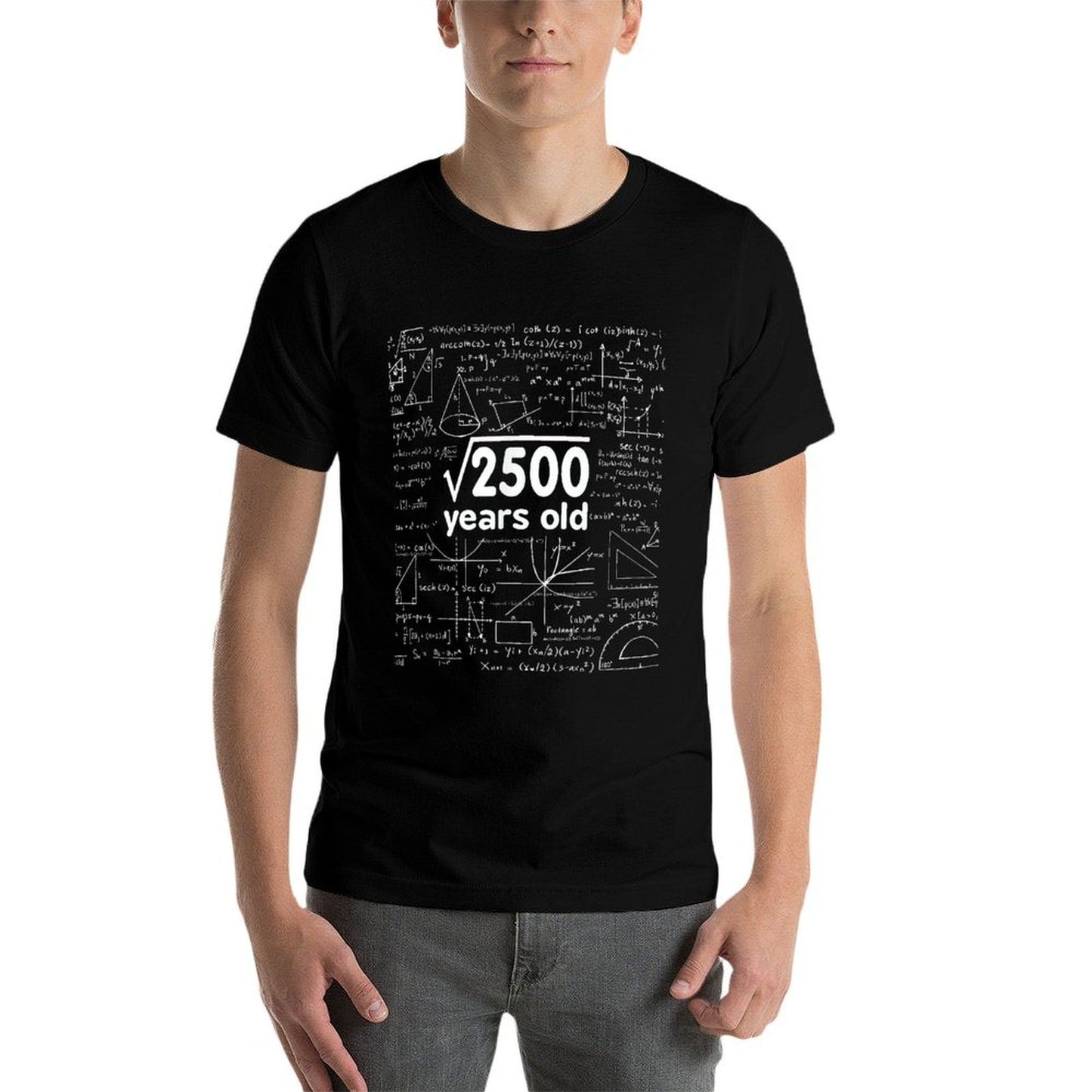 Math Square Root Of 2500 Retro 50 Years Old 50th Birthday Rolled Sleeves T-Shirt
