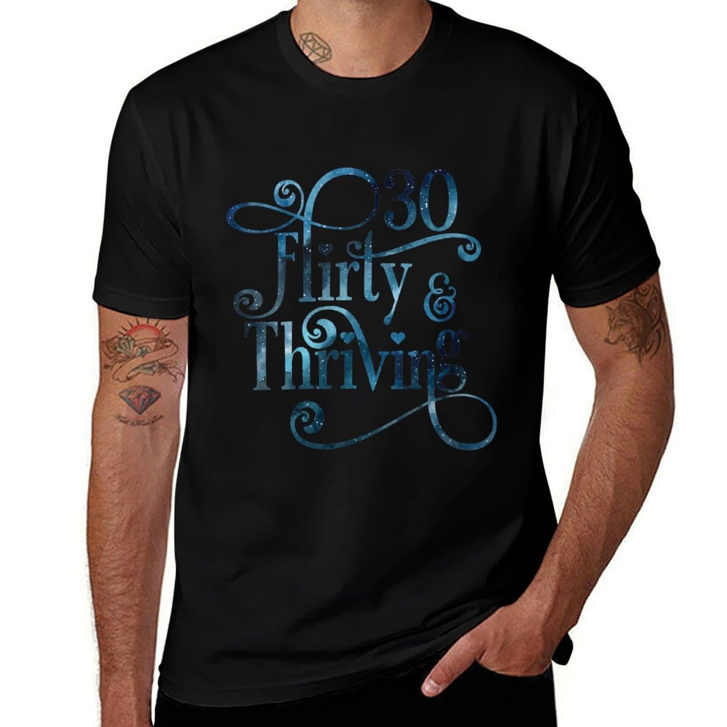 Womens 30 Thirty Flirty & Thriving 30th Birthday Tshirt Born 1990 Fade-proof Color T-Shirt