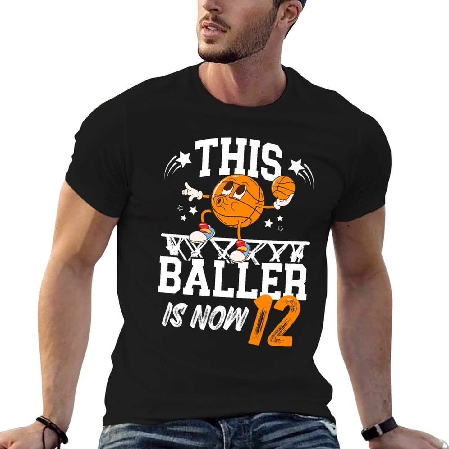 12th Basketball Birthday Twelve Year Old Basketball Player Premium Stretchy T-Shirt