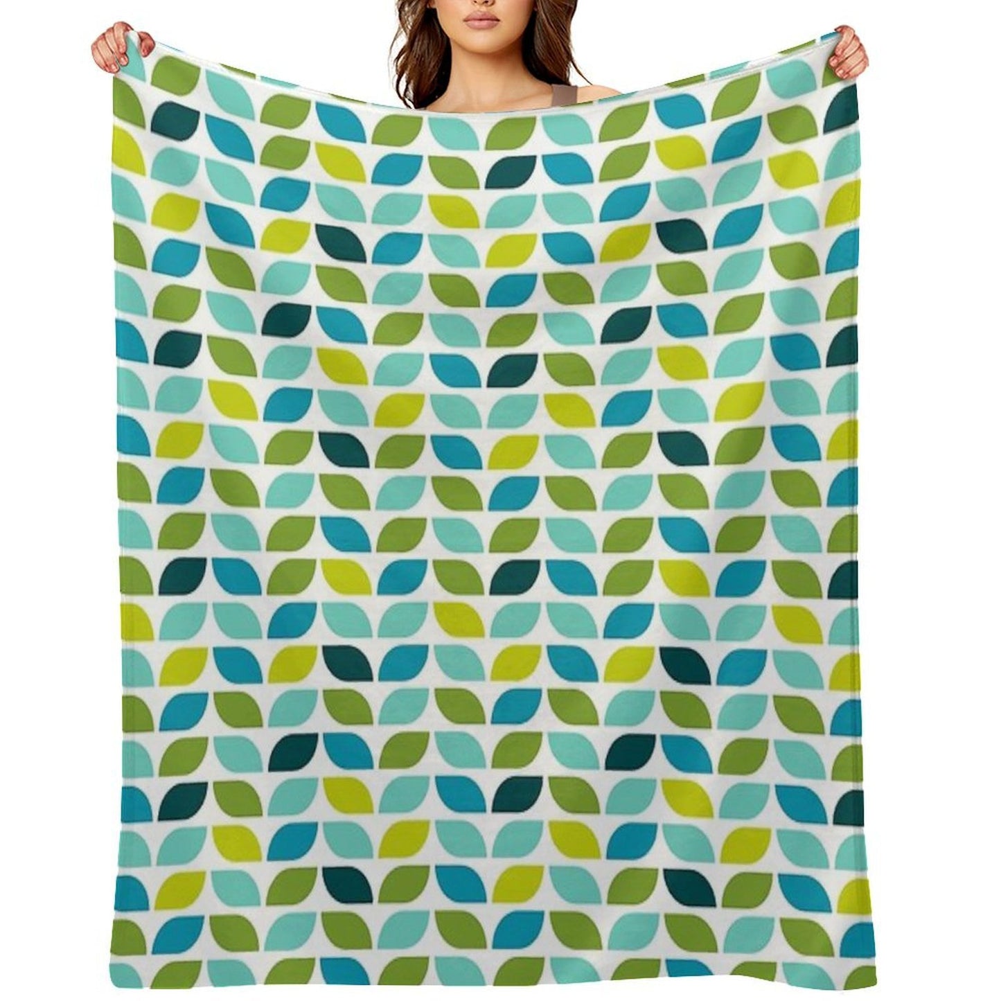 Geometric Pattern Leaf Spring Machine-washable Throw Blanket