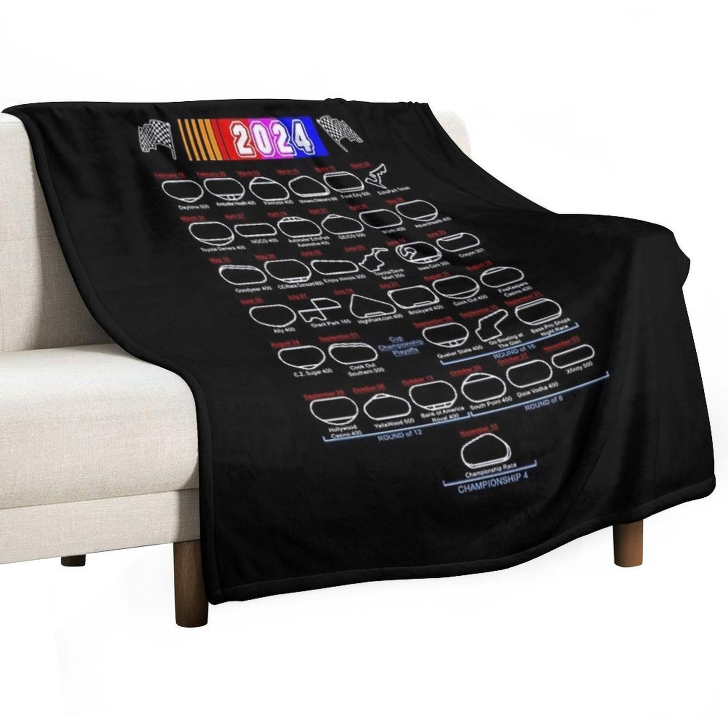Schedule Nascar Cup Series 2024 Travel-friendly Throw Blanket