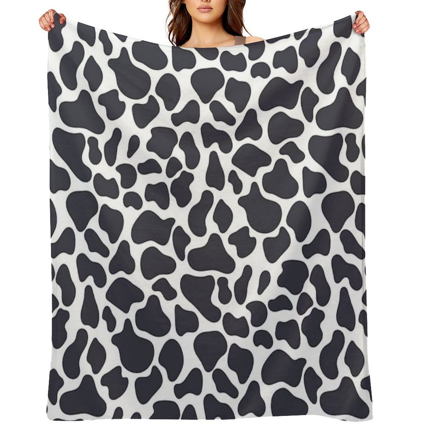 Simple Cow Like Pattern in Dark Slate Color Durable Throw Blanket