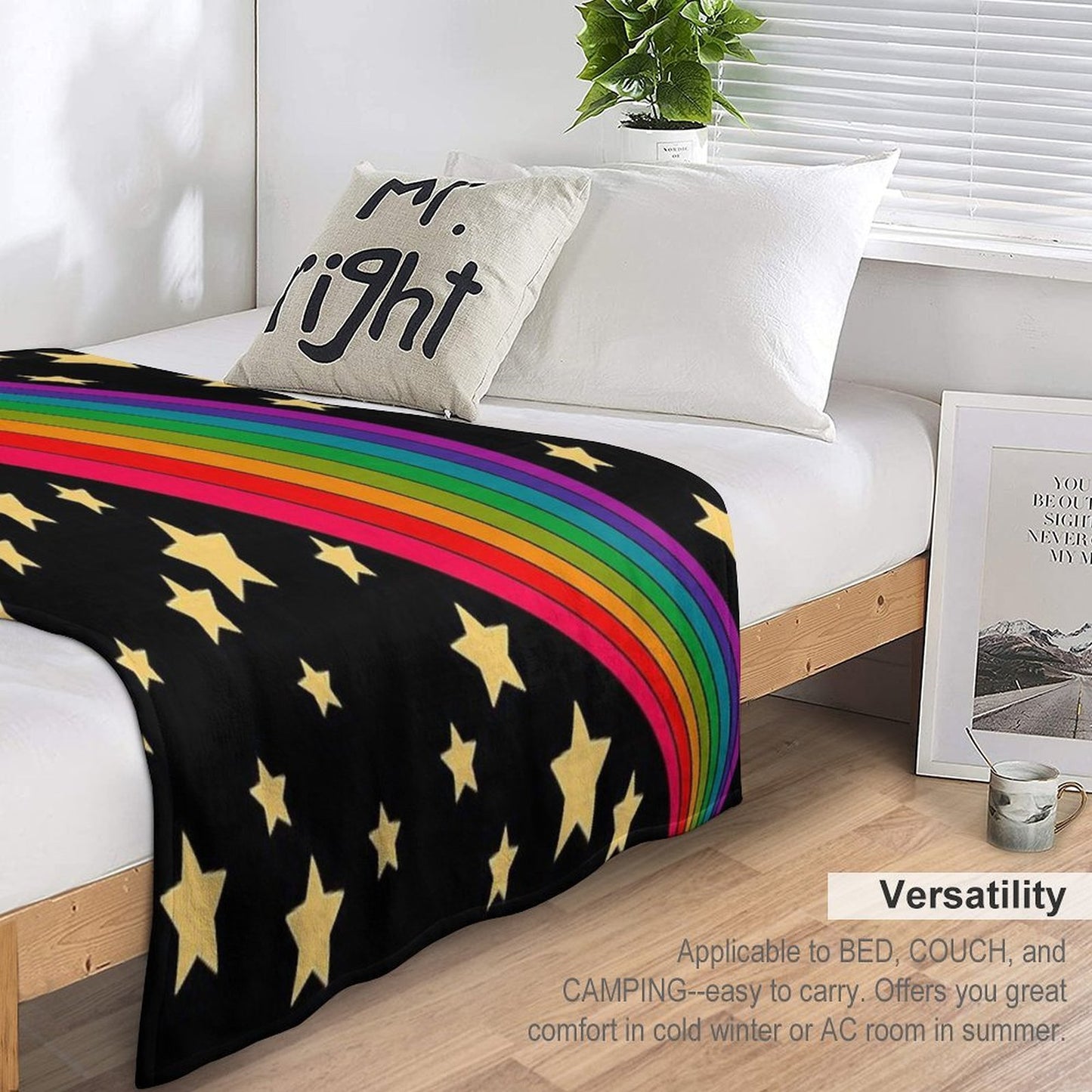 Stars And Rainbow Machine-washable Throw Blanket