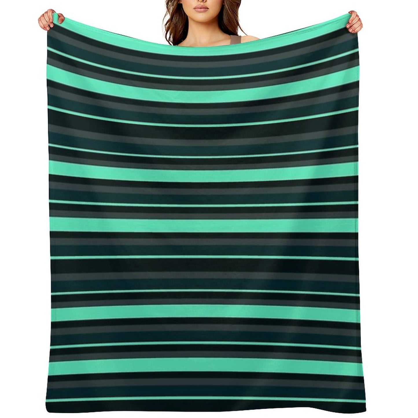 Teal Stripes Multi-functional Throw Blanket