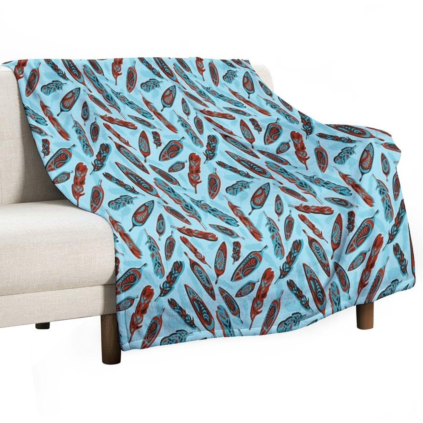 Tlingit Feathers - Blue Travel-friendly Throw Blanket
