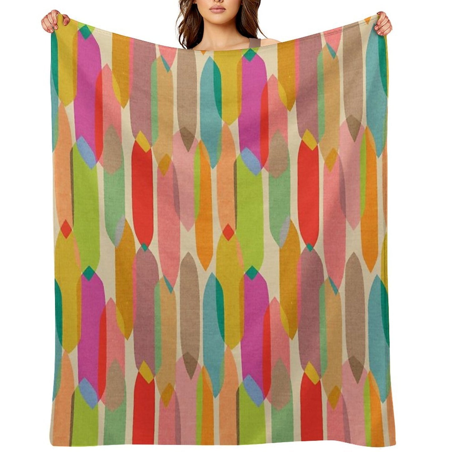 Mid Century Droplets Kaleidoscope Velvety-soft Throw Blanket