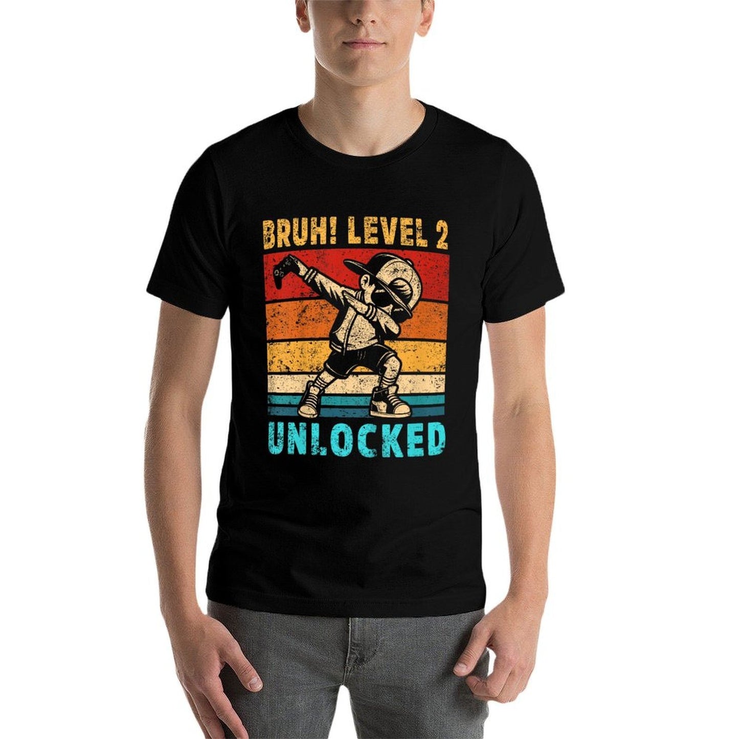Kids 2 Year Old Birthday Dabbing Boy Bruh 2nd Level Unlocked Vintage-inspired T-Shirt