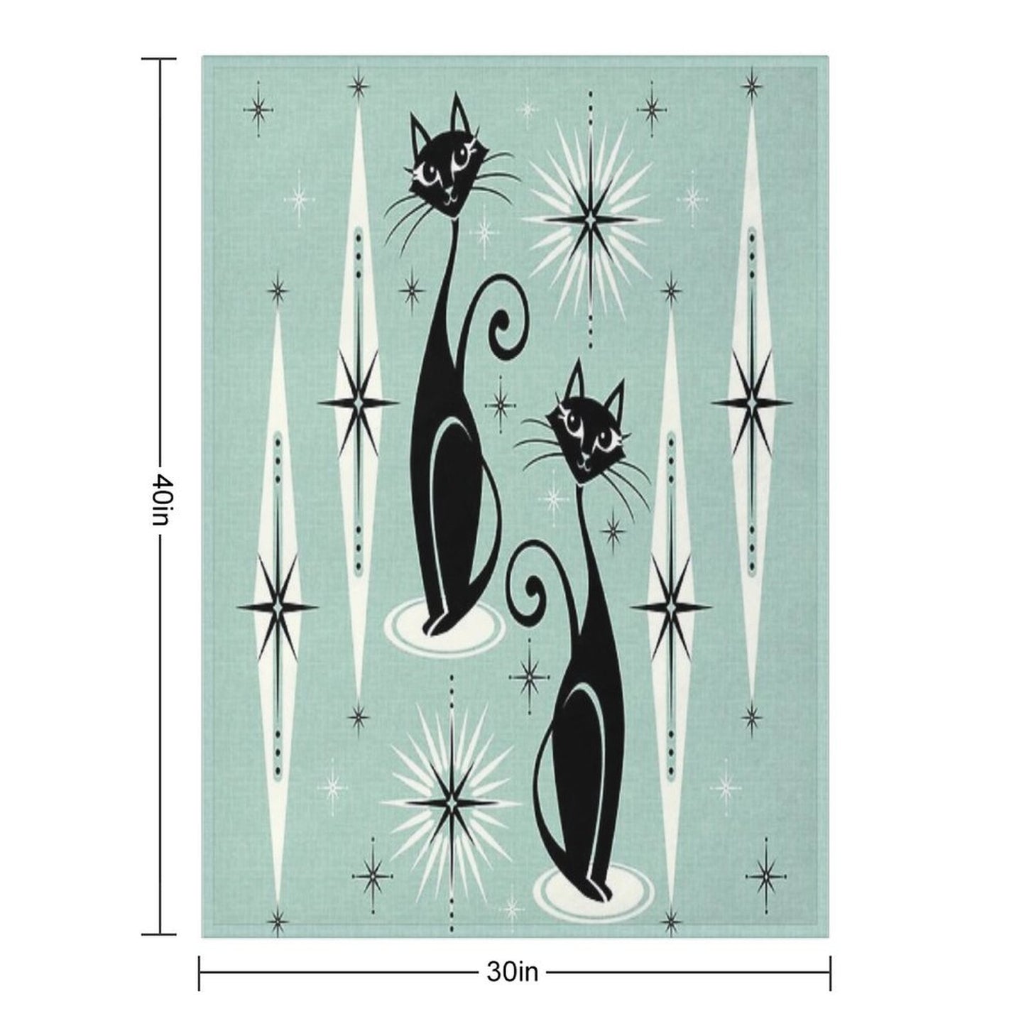 Mid Century Meow Retro Atomic Cats on Vintage Mint ©studioxtine Wrinkle-free Throw Blanket