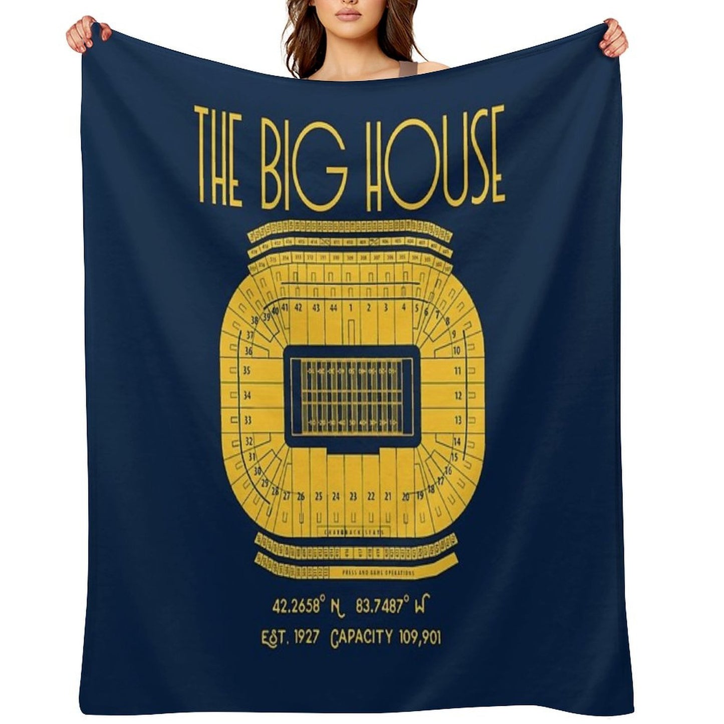 Michigan Football Big House Stadium Poster Print Shrink-resistant Throw Blanket