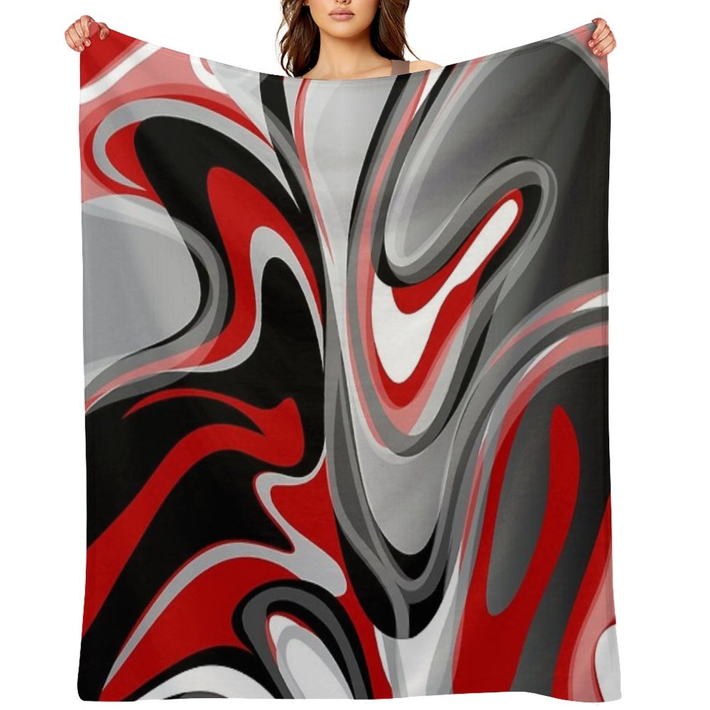 Liquify - Red, Gray, Black, White Eco-conscious Throw Blanket