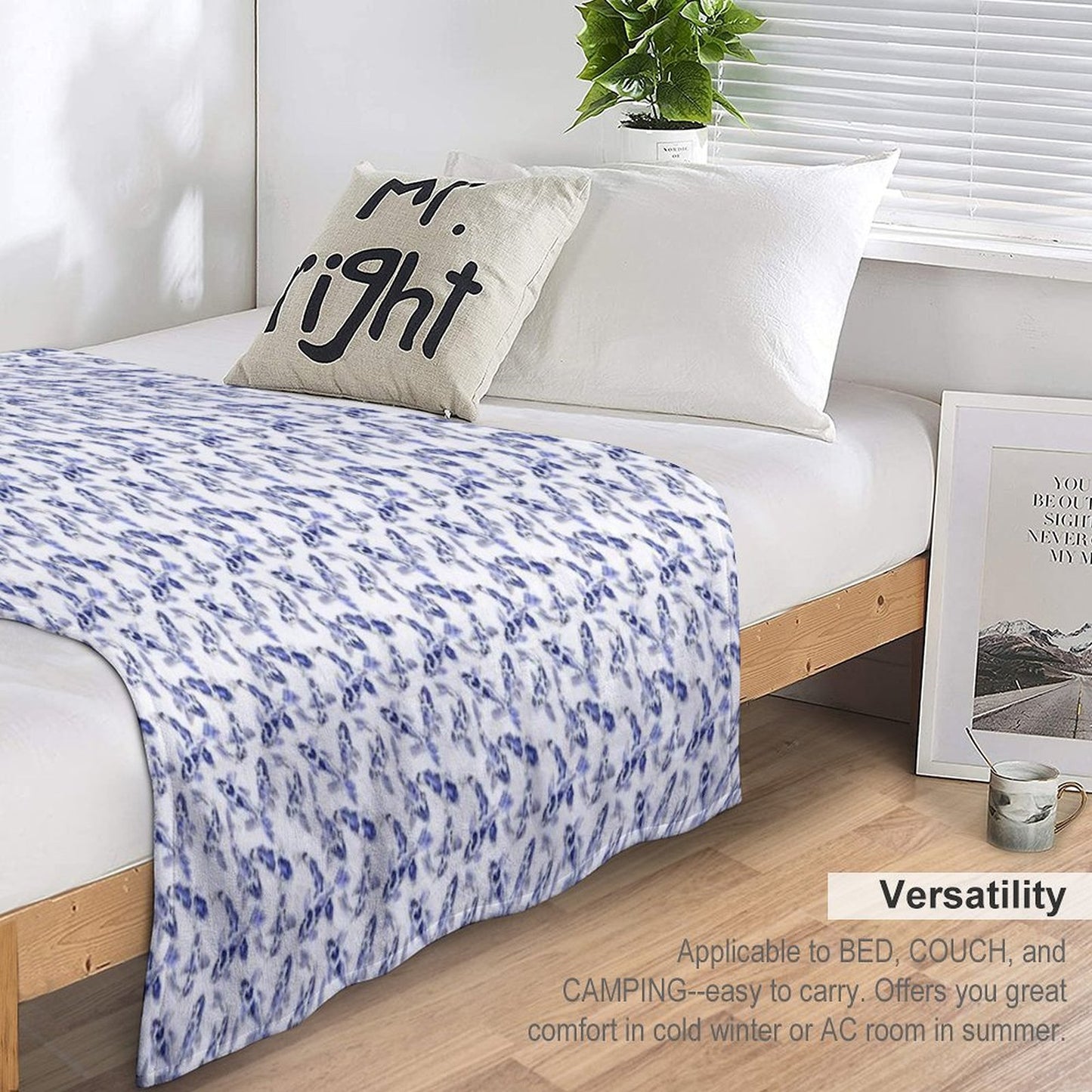 Blue And White Koi Fish Artwork – Zen Wall Decor for Home & Office Versatility Throw Blanket