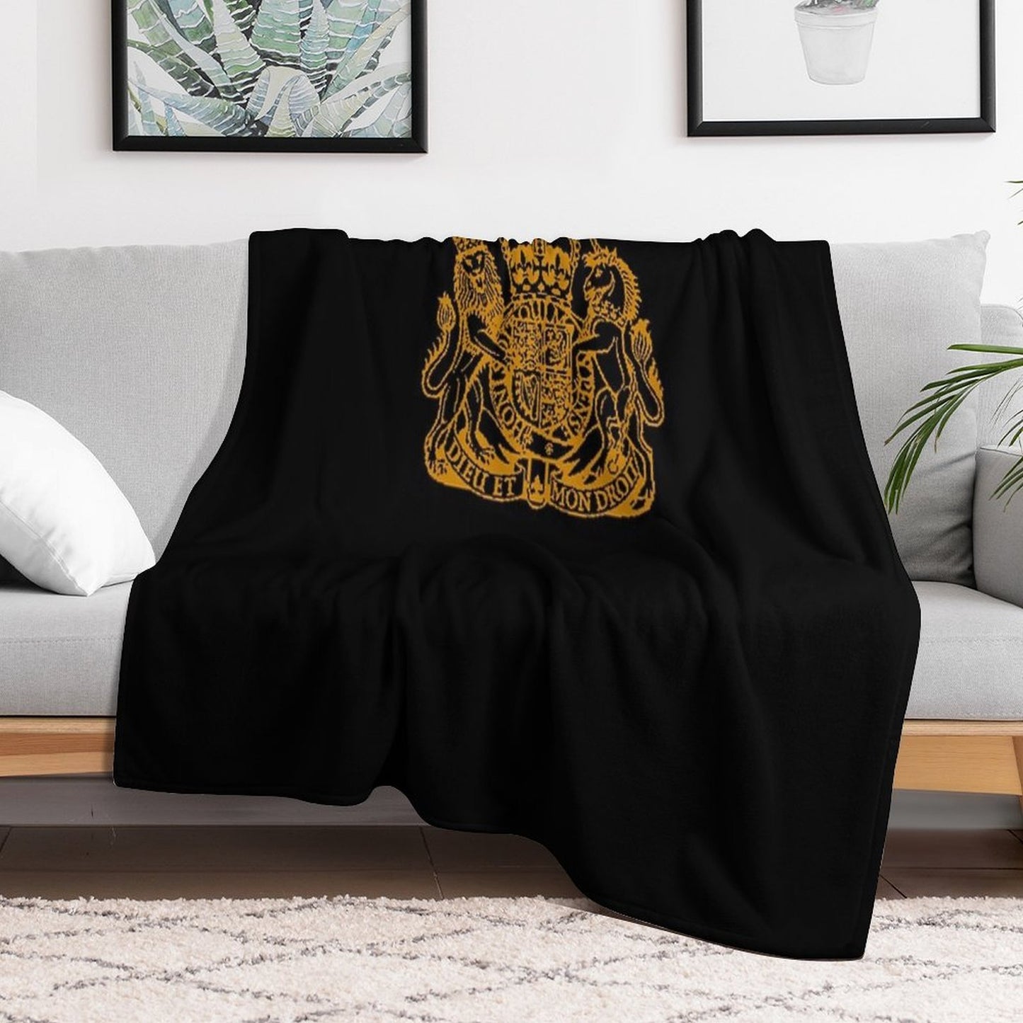 Elizabeth II Royal Coat of Arms Emblem Wrinkle-free Throw Blanket