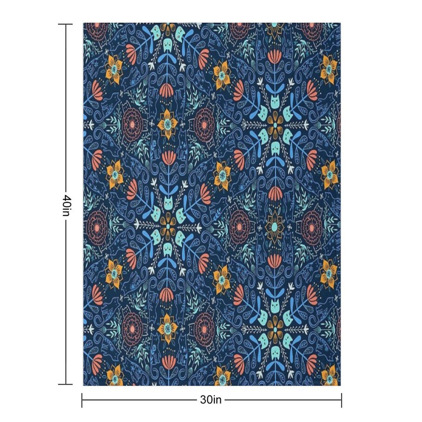 Cats Kaleidoscope. Flowers And Kitties. Velvety-soft Throw Blanket