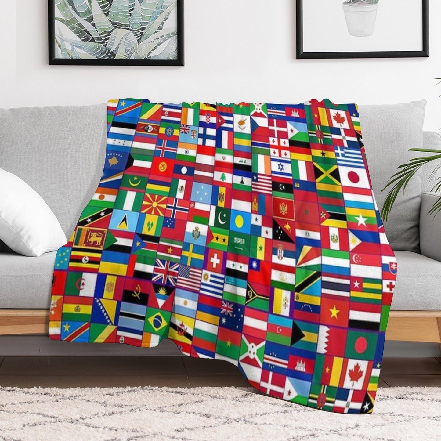 World Flags Durable Throw Blanket