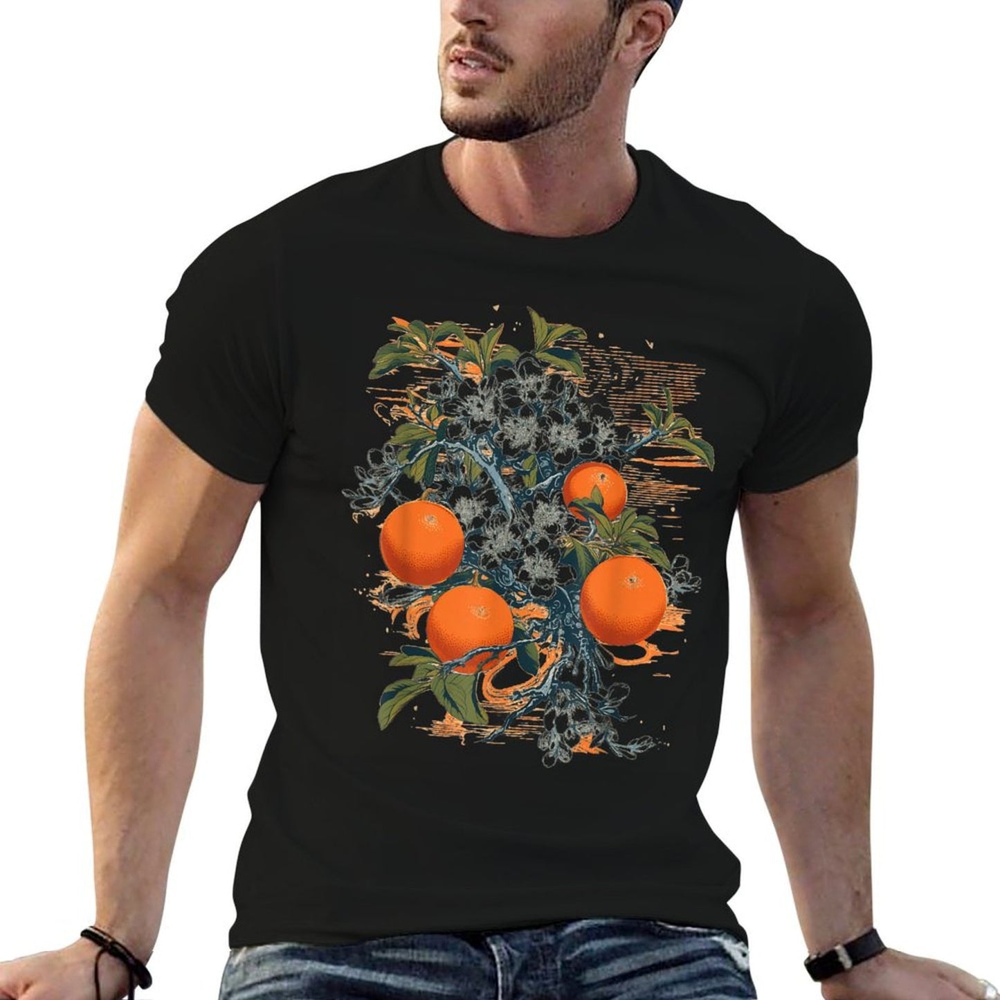 Satsuma Orange Citrus Fruit Tree Botanical Illustration Lightweight T-Shirt