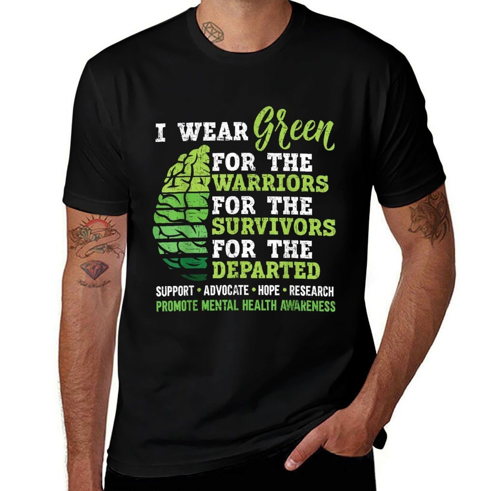 I Wear Green For Mental Health Awareness Fight The Stigma  Durable T-Shirt