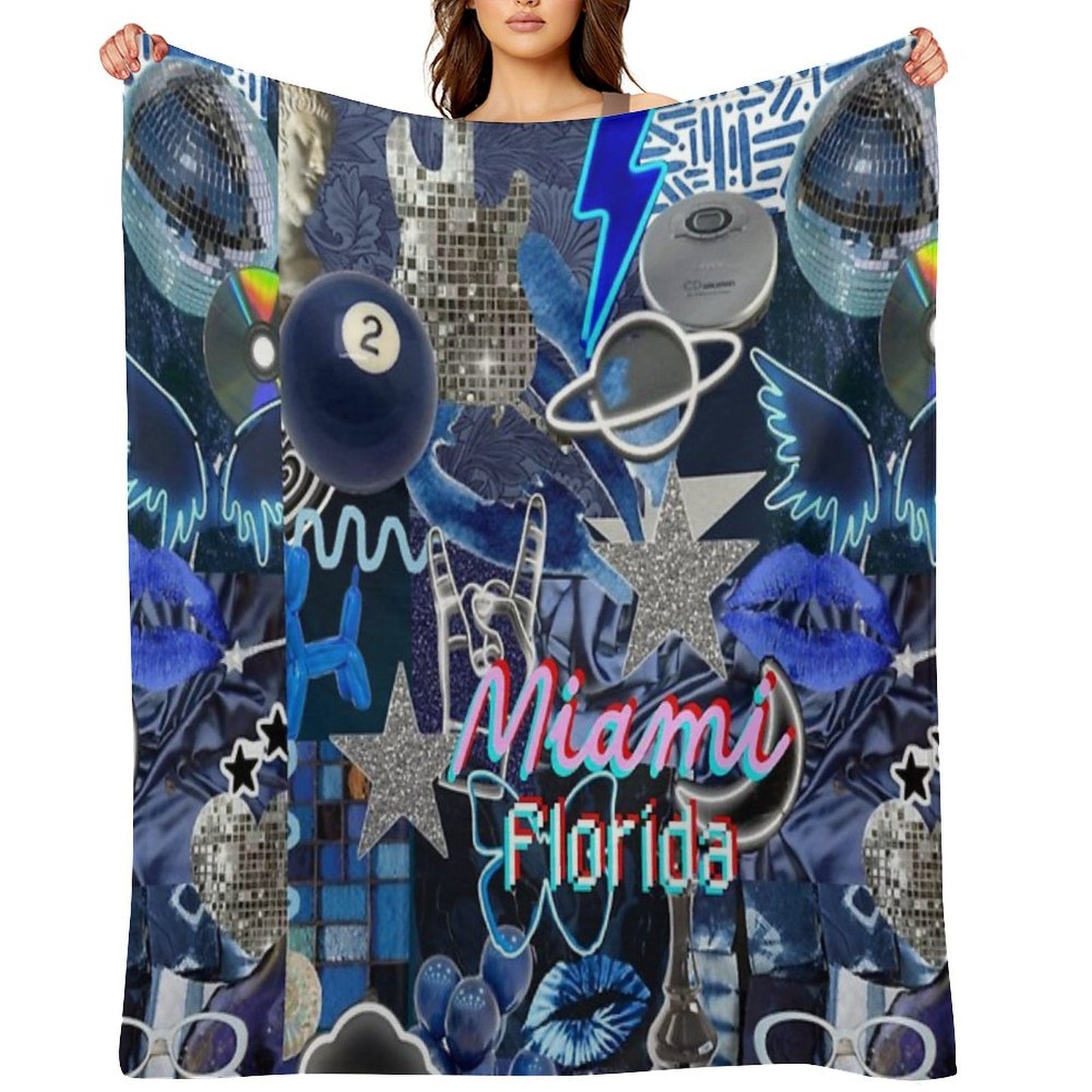 Miami Florida COLLAGE Easy Care Throw Blanket