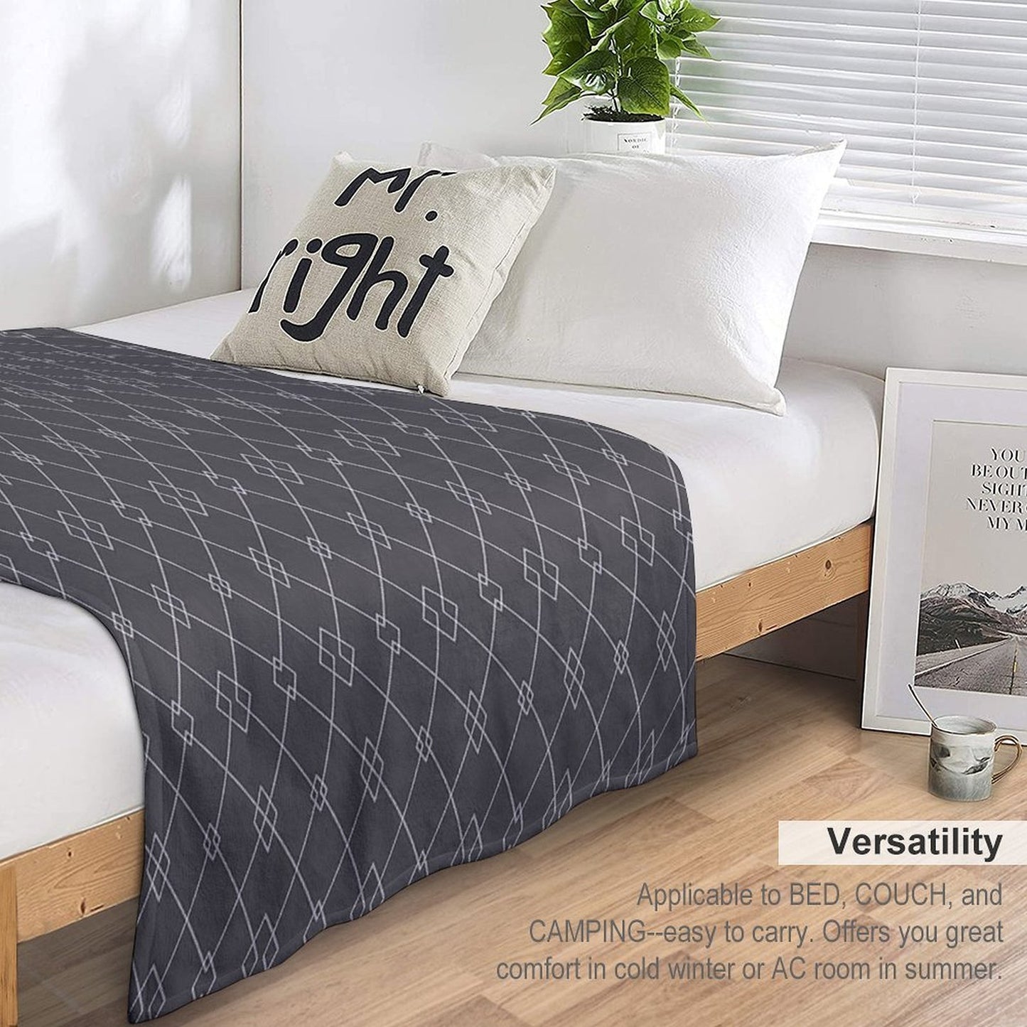 Geometric Pattern Zig Zag Grey 2 Premium Throw Blanket