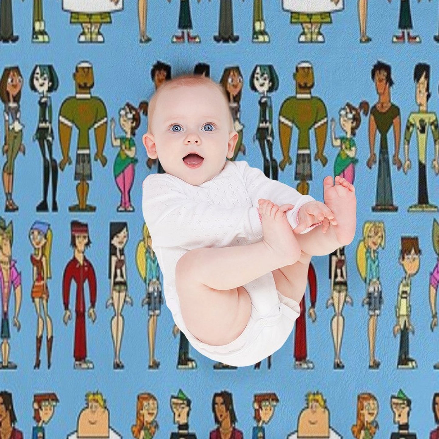 Total Drama; Light Blue Wrinkle-free Throw Blanket