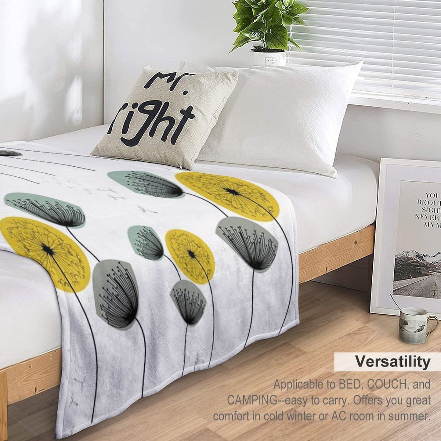 Mid Century Dandelions Wrinkle-free Throw Blanket