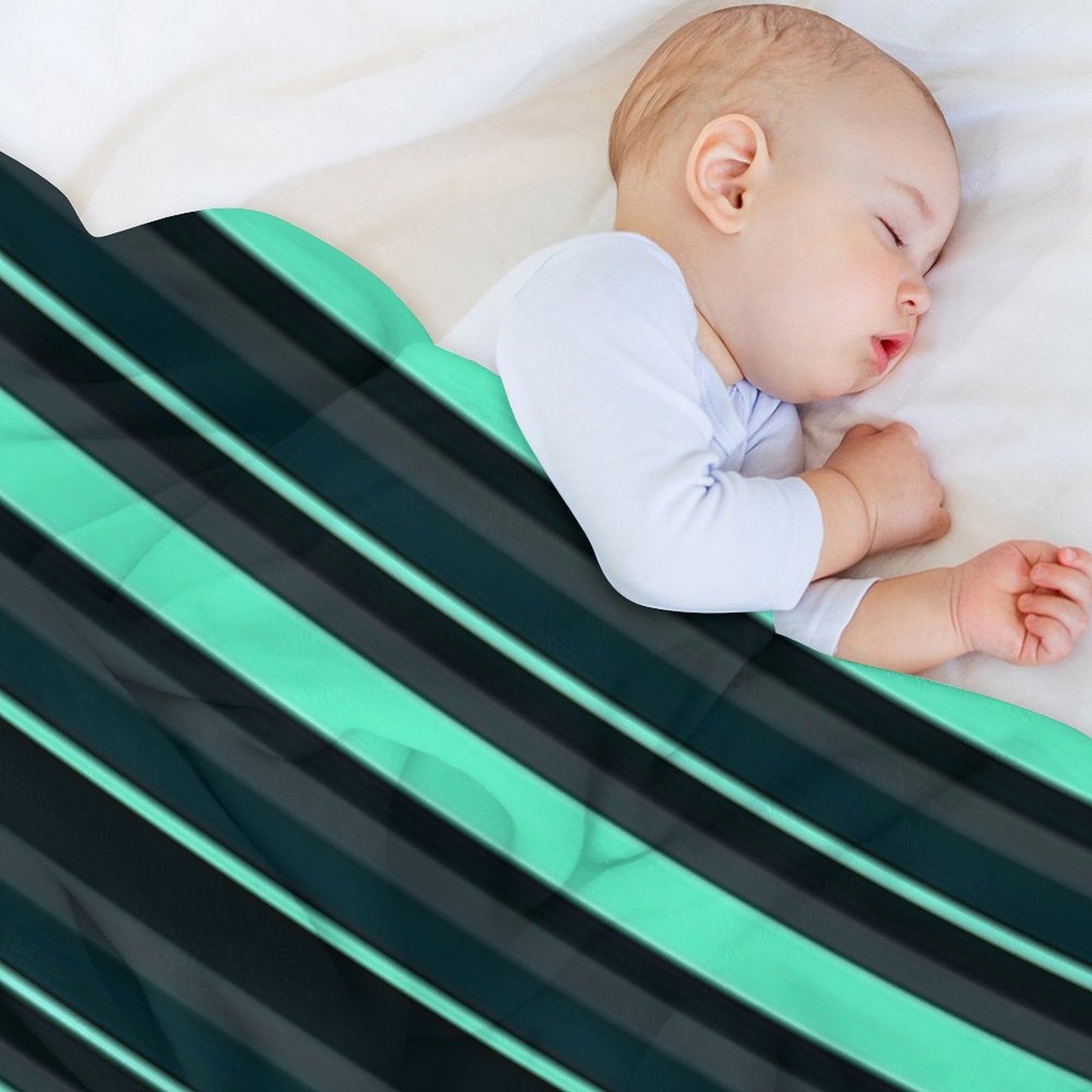 Teal Stripes Multi-functional Throw Blanket