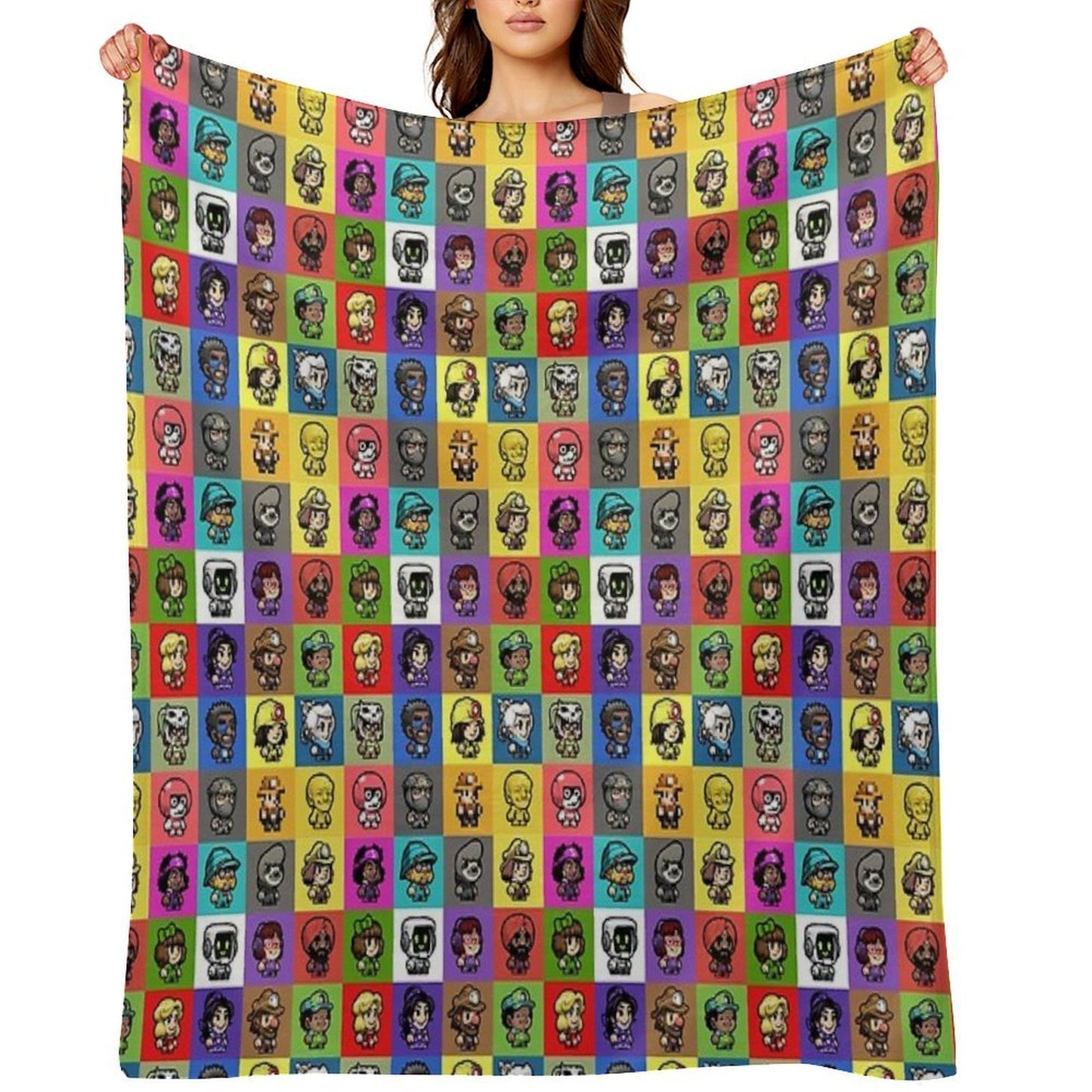Spelunky 2 Player Characters Pattern Comfort Throw Blanket