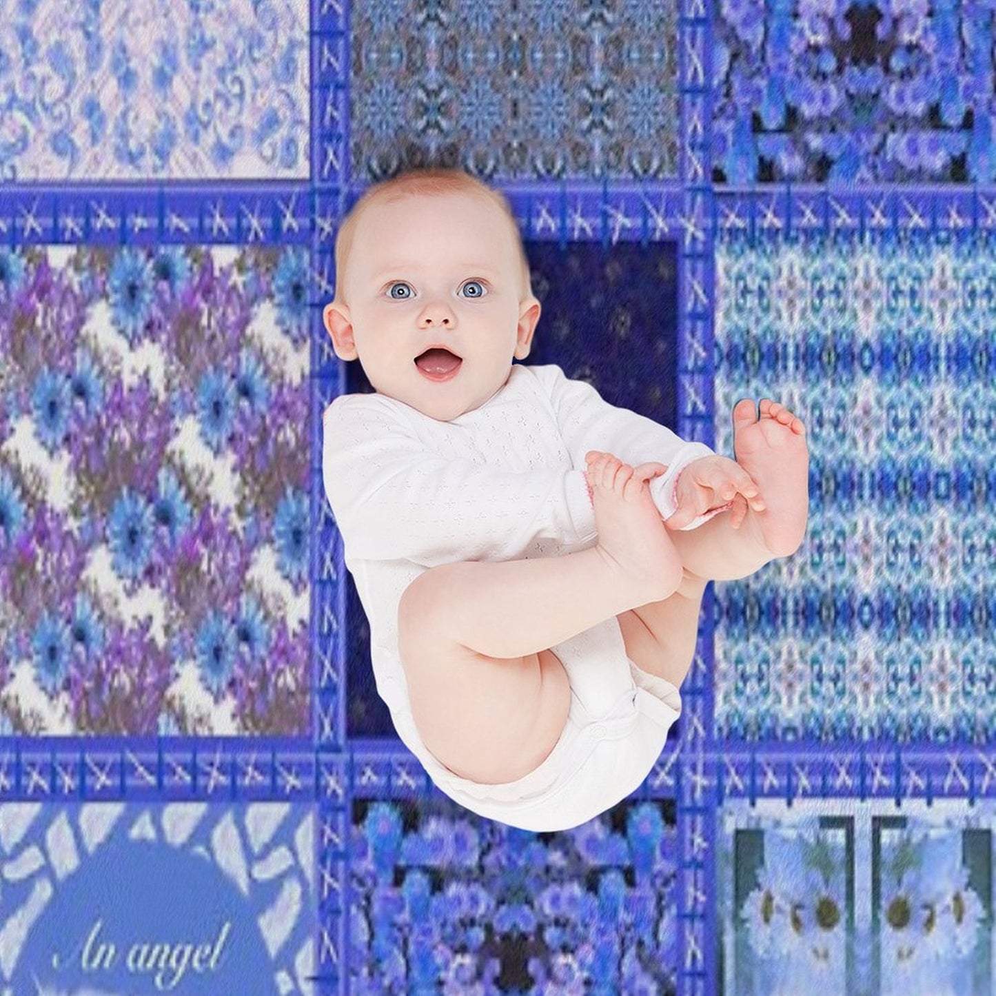Blue Patchwork Quick-dry Throw Blanket
