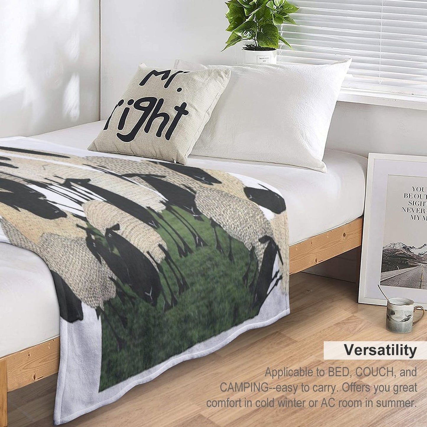 Sheep on The Hill Shrink-resistant Throw Blanket